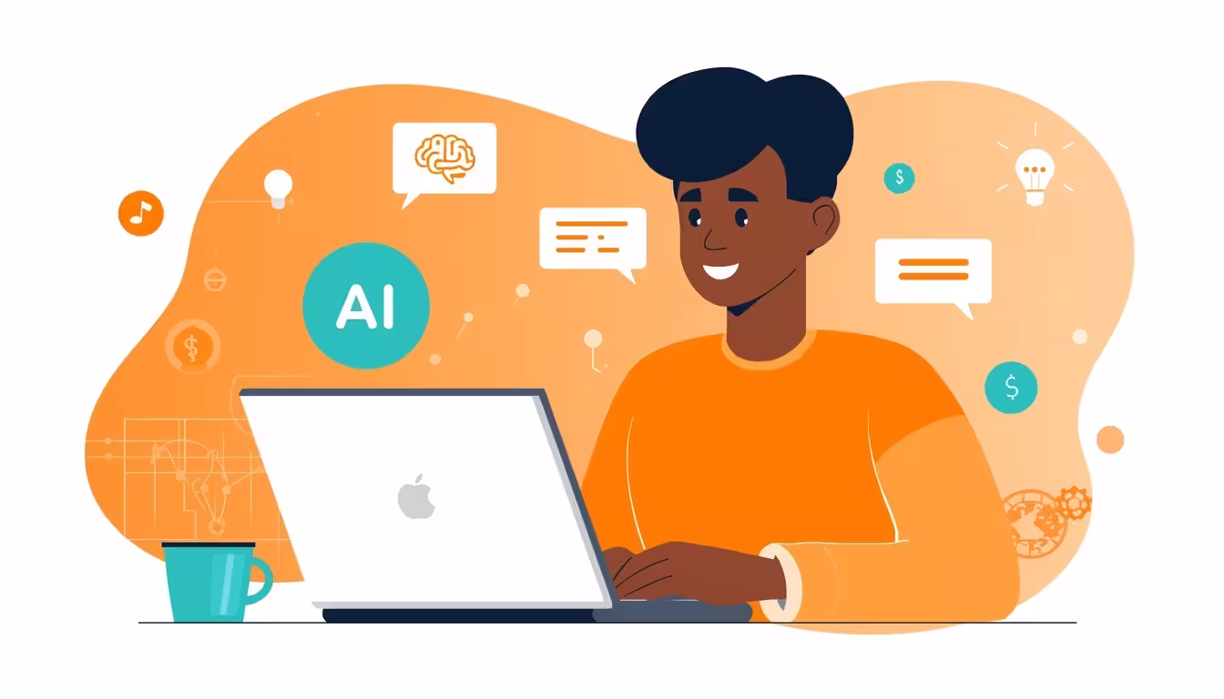 Jeune entrepreneur africain utilisant l'intelligence artificielle pour gagner de l'argent sans compétences en programmation