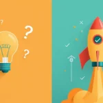 Illustration d'une ampoule se transformant en fusée symbolisant le passage de l'idée à l'exécution en business