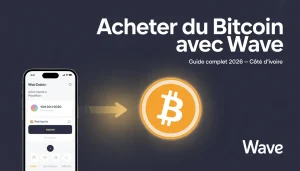 Illustration montrant comment acheter du Bitcoin avec Wave en Côte d'Ivoire via Binance P2P — Guide 2026