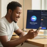 Jeune Ivoirien utilisant Binance P2P pour acheter des cryptos avec Wave depuis Abidjan