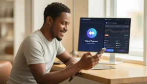 Jeune Ivoirien utilisant Binance P2P pour acheter des cryptos avec Wave depuis Abidjan