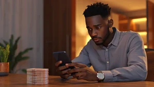Jeune homme africain qui réalise que son compte d'épargne lui fait perdre de l'argent à cause de l'inflation