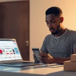 eune homme ivoirien lançant son business de dropshipping depuis la Côte d'Ivoire sur son ordinateur