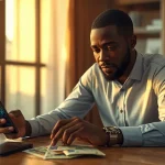 Jeune homme africain qui réfléchit à que faire avec 100 000 FCFA pour investir et faire fructifier son argent