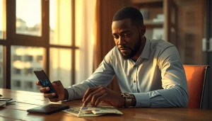 Jeune homme africain qui réfléchit à que faire avec 100 000 FCFA pour investir et faire fructifier son argent