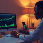 Jeune investisseur africain construisant un portefeuille REIT virtuel BRVM pour toucher des dividendes en FCFA