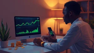 Jeune investisseur africain construisant un portefeuille REIT virtuel BRVM pour toucher des dividendes en FCFA