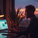 Freelance en Côte d'Ivoire utilisant ChatGPT-5 pour rédiger des propositions clients rapidement sur son ordinateur portable