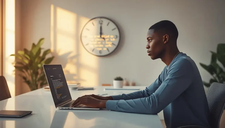 Jeune professionnel africain utilisant les prompts Notion AI pour réduire son temps de travail de 5 heures à 30 minutes