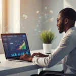 Entrepreneur africain utilisant l'IA pour automatiser son marketing email et transformer 500 leads en 200 000 FCFA de revenus mensuels
