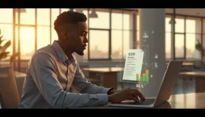 Jeune professionnel ivoirien utilisant l'IA pour optimiser son CV et décrocher des entretiens à Abidjan en 2026